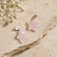 Rose Quartz Star Pendant Necklace – Natural Crystal Gemstone Jewelry