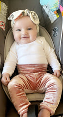 Rose Velvet Leggings with White Floral Headband