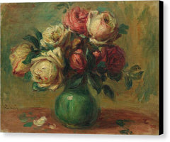 Roses in a Vase - Canvas Print