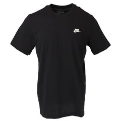 Image 1 : T-shirt Nike Club Tee homme noir à col rond avec logo Swoosh brodé blanc sur la poitrine, vue de face — Delvale