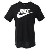 Image 1 : T-shirt Nike homme noir à manches courtes avec grand logo Futura blanc imprimé sur la poitrine, vue de face en trois quarts — Delvale
