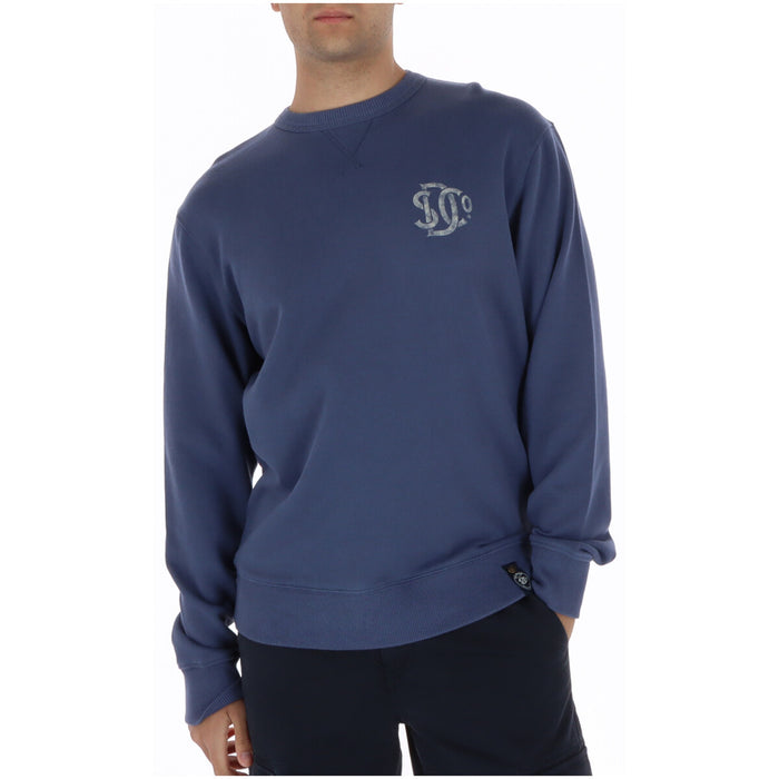 Image 1 : Sweatshirt Superdry homme col rond bleu marine avec logo vintage imprimé sur la poitrine, porté par un homme, fond blanc — Delvale