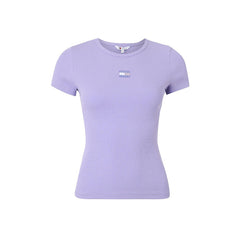 Image 1 : T-shirt Tommy Hilfiger Jeans femme lilas manches courtes col rond — delvale