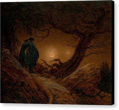 Two Men Contemplating the Moon - Canvas Print