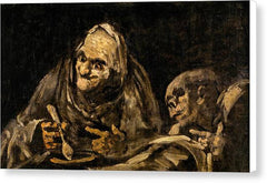Two Old Ones Eating Soup - Canvas Print