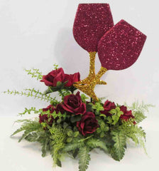 Wine glass table centerpiece - Designs by Ginny