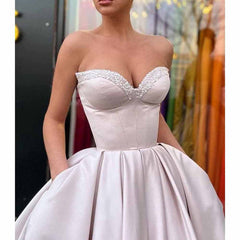 Women's Short Prom Dresses Ruched A-line Satin Tea Length Formal Evening Party Dress with Pockets