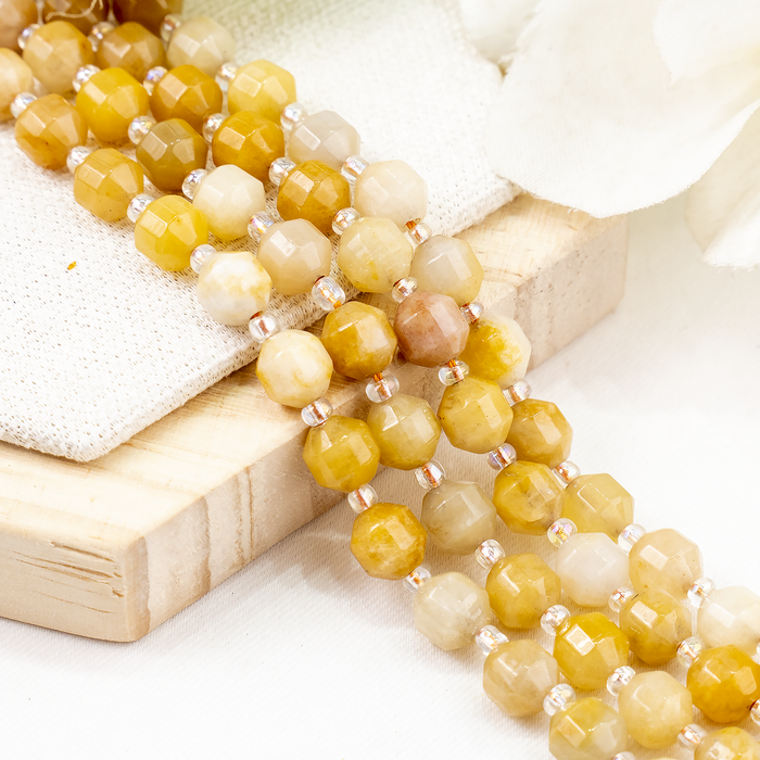Yellow Aventuirne Faceted Prism Cut Beads For Jewelry Making