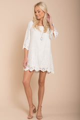 Marina Embroidered Tunic Dress White