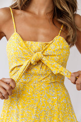 Rikki Layered Ruffle Bust-Tie Dress Mustard
