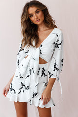 Stavroulla Tie-Front Three Quarter Sleeve Dress White