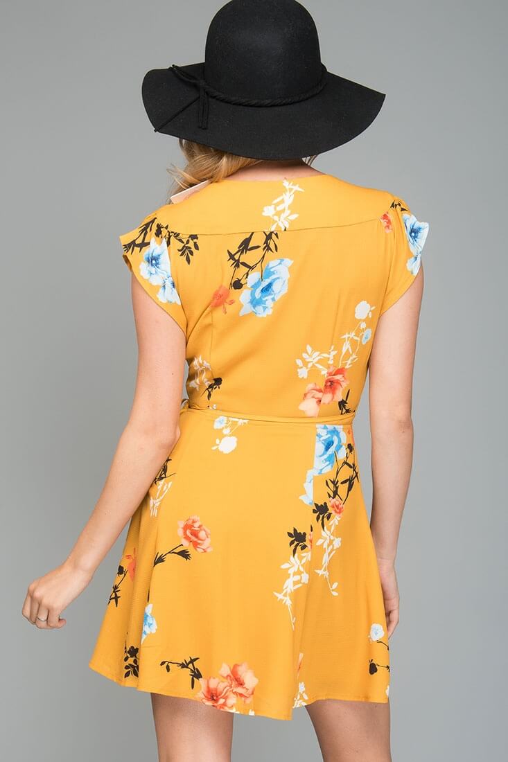 Lydia Casual Summer Dress Yellow Mustard