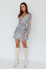 Kerry Layered Balloon Sleeve Dress Grey