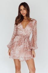 Kerry Layered Balloon Sleeve Dress Nude