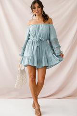 Mona Off-Shoulder Embellished Sleeve Dress Sage