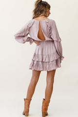 Best Wishes Long Sleeve Frill Detail Dress Mocha