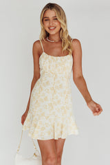 Promise Me Ruched Bust Pintuck Pleat Detail Dress Floral Yellow