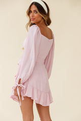 Make Memories Balloon Sleeve Molded Bust Dress Blush