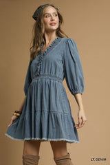 The Melissa Denim Ruffle Mini Dress