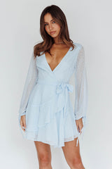 Sheri Hail Spot Chiffon Dress Blue