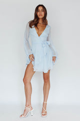 Sheri Hail Spot Chiffon Dress Blue