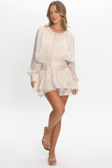 Fontaine Long Sleeve Layered Romper Oyster