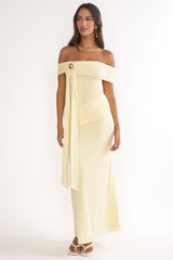 Evanthe Off-Shoulder Sash Maxi Dress Lemon