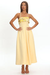 Sunbeam Kiss Foldover Floral Bust Maxi Dress Butter