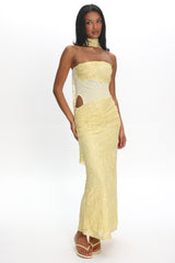 Seraphinna Strapless Cut-Out Maxi Dress Lace Butter