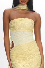 Seraphinna Strapless Cut-Out Maxi Dress Lace Butter