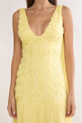Marcellia Tied Back Maxi Dress Embellished Yellow