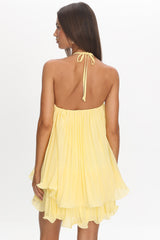 Major Crush Pleated Mini Dress Lemon