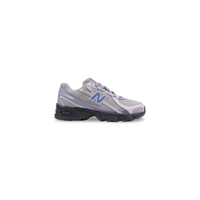 Image 1 : Baskets New Balance 740 femme lilas gris argenté vue profil gauche logo bleu — Delvale