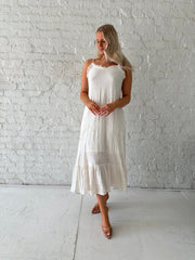 Alara Cream Embroidered Midi Dress