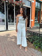 Arie Grey Twist Off Shoulder Top