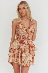 Live Loud Ruffle Layered Hem Mini Dress Floral