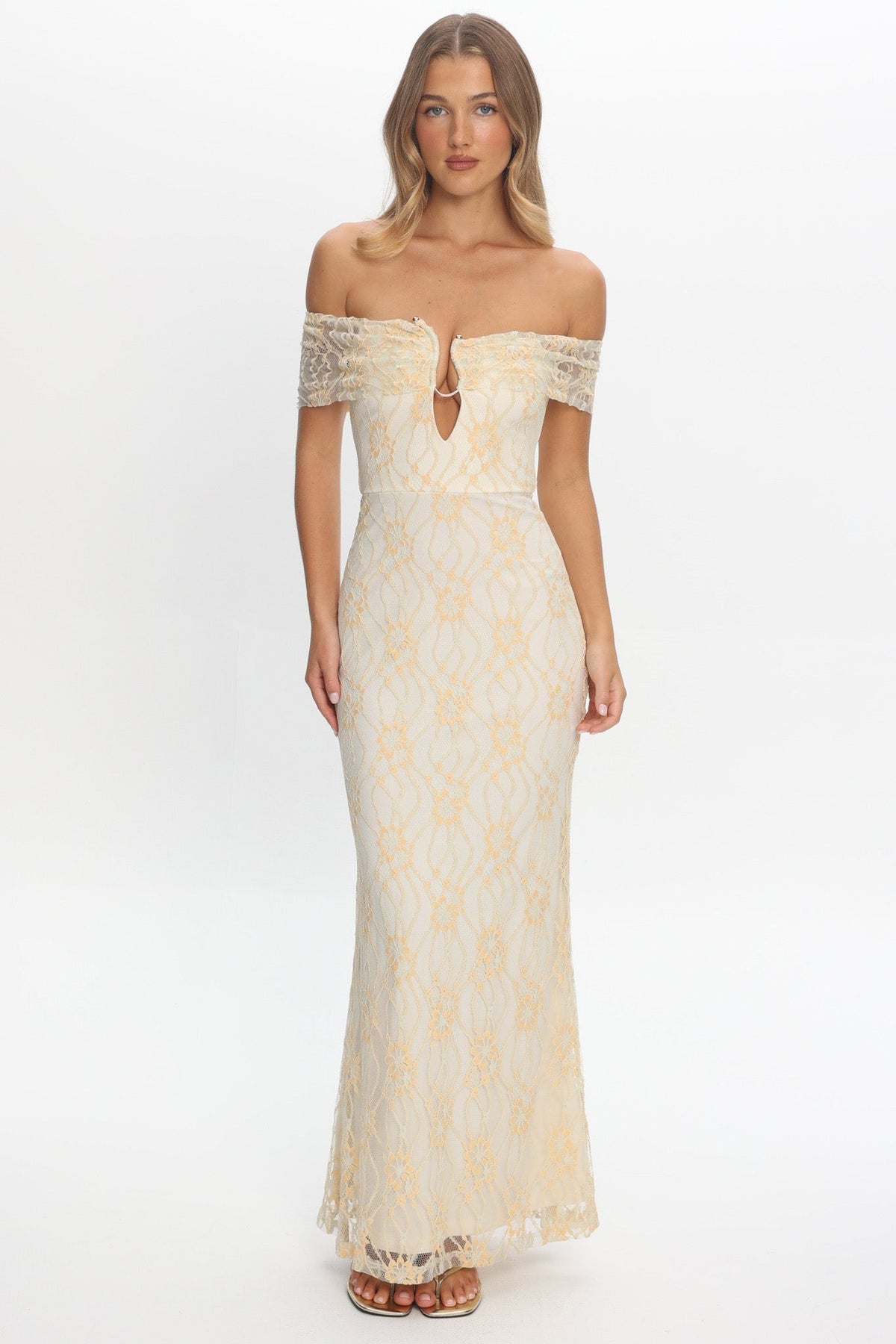 Tilda Off-Shoulder Maxi Dress Lace Butter