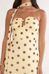Raeva Strapless Scarf Maxi Dress Spotted Yellow