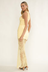 Love Unlimited One Shoulder Lace Hem Dress Butter