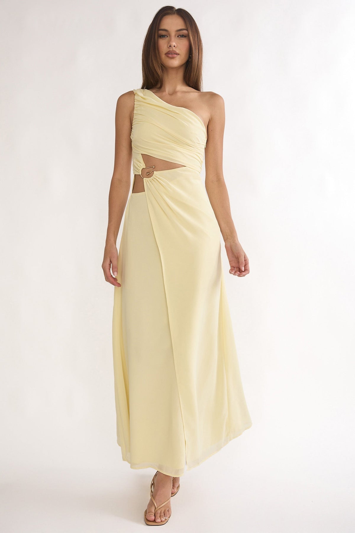 Ivora One-Shoulder Cut-Out Waist Maxi Dress Butter