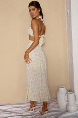 Paradise Found Cut-Out Midi Dress Floral Yellow