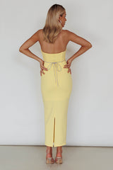Nohemi Strapless Diamante Midi Dress Yellow