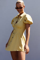 Zurich Pleated Waist Shirt Dress Light Yellow
