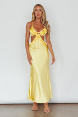 Stole My Heart Frill Trim Maxi Dress Yellow