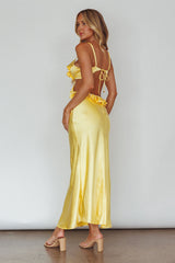 Stole My Heart Frill Trim Maxi Dress Yellow