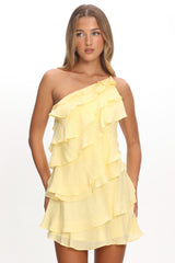 Arrabel Tiered Ruffle Mini Dress Yellow