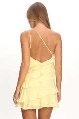 Arrabel Tiered Ruffle Mini Dress Yellow