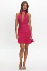 Tanya Halterneck Mini Dress Hot Pink