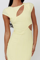 Elenice Cap Sleeve Cut-Out Midi Dress Lemon