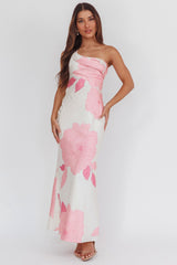 Carmel One-Shoulder Sash Maxi Dress Floral Butter
